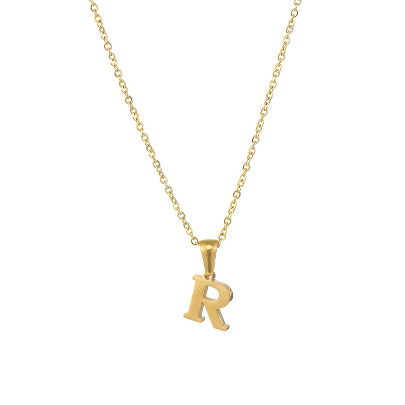 Gold color / 1 Piece Simple Series Simple Letter R Stainless Steel  Gold Color Women's Pendant Necklaces Picture18